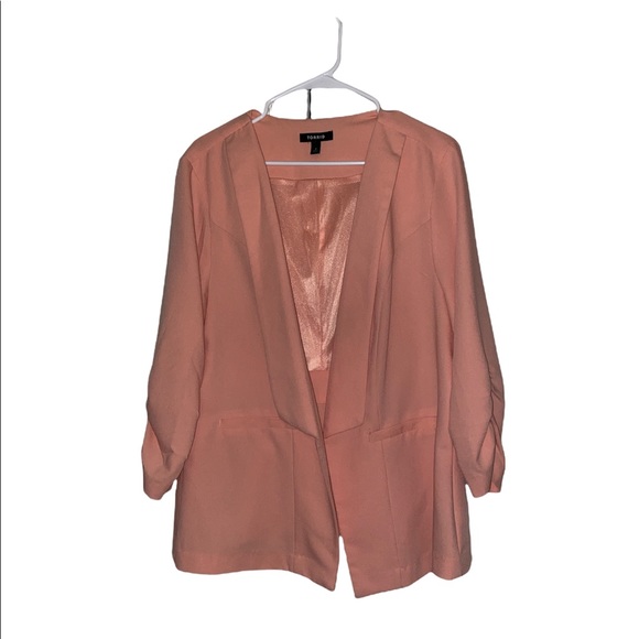 Torrid PEACH PINK CREPE DRAPE FRONT BLAZER - Picture 3 of 8